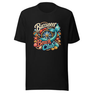 Buccaneer Beach Club Graphic Tee mockup 1 Buccaneer Beach Club Graphic Tee front view