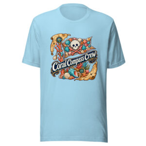 Coral Compass Crew Graphic Tee mockup 1 Coral Compass Crew Graphic Tee front view
