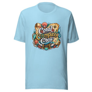 Coral Compass Crew Graphic Tee mockup 1 Coral Compass Crew Graphic Tee front view