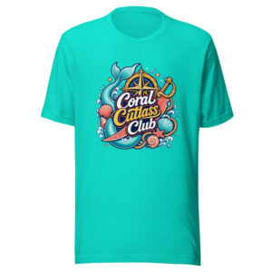 Coral Cutlass Club Graphic Tee mockup 1 Coral Cutlass Club Graphic Tee front view
