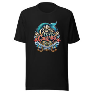 Cowrie Cove Corsairs Graphic Tee mockup 1 Cowrie Cove Corsairs Graphic Tee front view