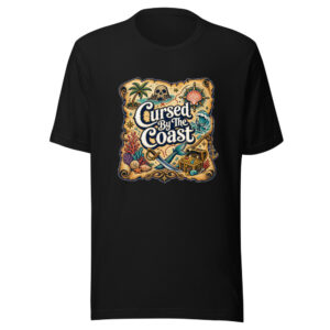 Cursed By The Coast Graphic Tee mockup 1 Cursed By The Coast Graphic Tee front view