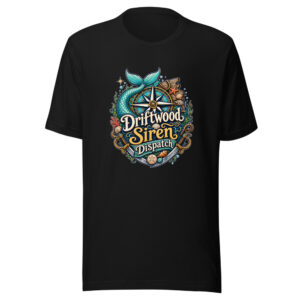 Driftwood Siren Dispatch Graphic Tee mockup 1 Driftwood Siren Dispatch Graphic Tee front view