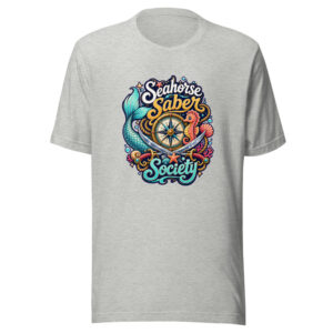 Seahorse Saber Society Graphic Tee mockup 1 Seahorse Saber Society Graphic Tee front view