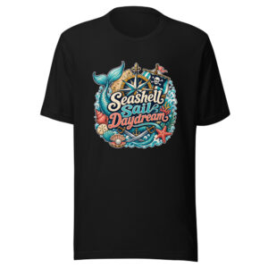 Seashell Sail Daydream Graphic Tee mockup 1 Seashell Sail Daydream Graphic Tee front view