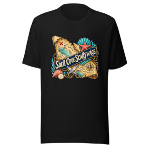 Shell Cove Scallywags Graphic Tee mockup 1 Shell Cove Scallywags Graphic Tee front view