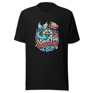 Shell Flag Adventure Crew Graphic Tee mockup 1 Shell Flag Adventure Crew Graphic Tee front view
