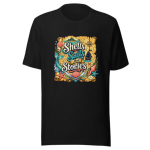 Shells Sails And Stories Graphic Tee front view