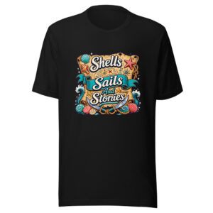 Shells Sails And Stories Graphic Tee front view