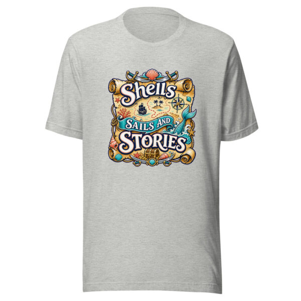 Shells Sails And Stories Graphic Tee mockup 5