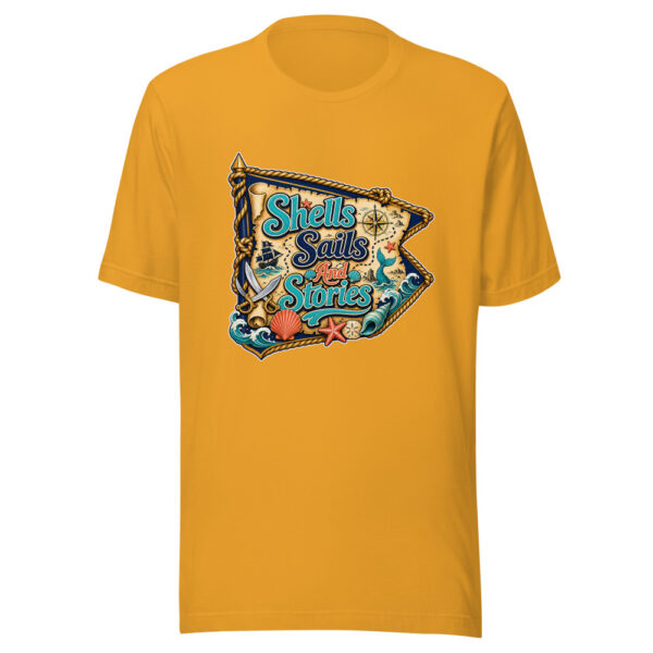 Shells Sails And Stories Graphic Tee mockup 6