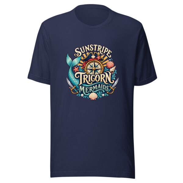 Sunstripe Tricorn Mermaids Graphic Tee mockup 4