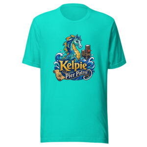 Kelpie Pier Patrol Graphic Tee mockup 1 Kelpie Pier Patrol Graphic Tee front view