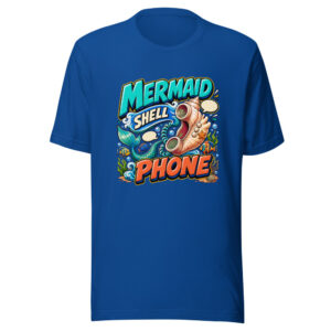 Mermaid Shell Phone Graphic Tee mockup 1 Mermaid Shell Phone Graphic Tee front view
