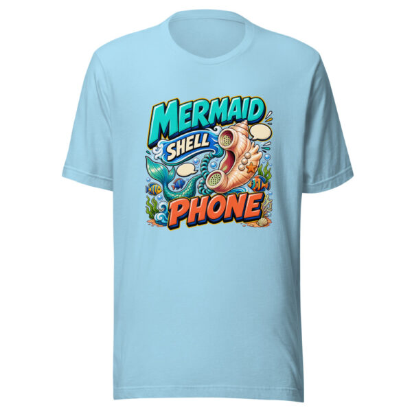 Mermaid Shell Phone Graphic Tee mockup 4 Mermaid Shell Phone Graphic Tee mockup 4