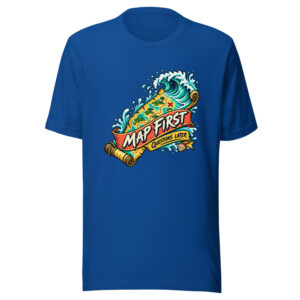 Map First Questions Later Graphic Tee mockup 1 Map First Questions Later Graphic Tee front view