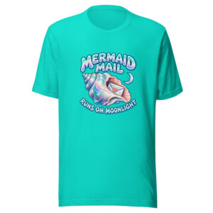 Mermaid Mail Runs On Moonlight Mermaid-moonlight-mail Graphic Tee mockup 1 Mermaid Mail Runs On Moonlight Mermaid-moonlight-mail Graphic Tee front view