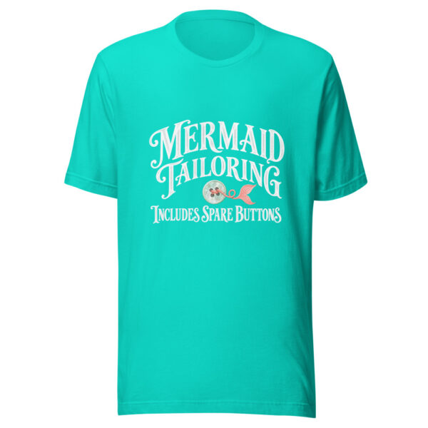 Mermaid Tailoring Includes Spare Buttons Graphic Tee mockup 2 Mermaid Tailoring Includes Spare Buttons Graphic Tee mockup 2