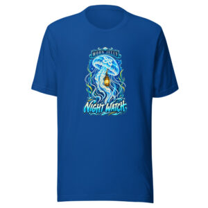 Moon Jelly Night Watch Coastal-folklore Graphic Tee mockup 1 Moon Jelly Night Watch Coastal-folklore Graphic Tee front view