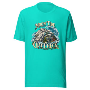 Moon Tide Coat Check Selkie-shore-leave Graphic Tee mockup 1 Moon Tide Coat Check Selkie-shore-leave Graphic Tee front view