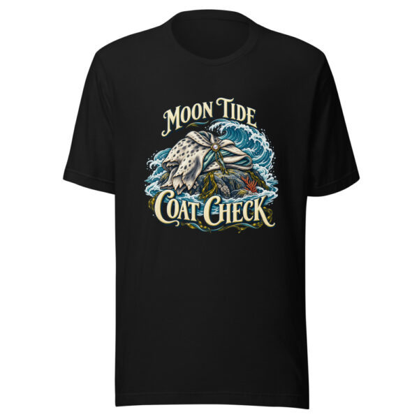 Moon Tide Coat Check Selkie-shore-leave Graphic Tee mockup 4 Moon Tide Coat Check Selkie-shore-leave Graphic Tee mockup 4