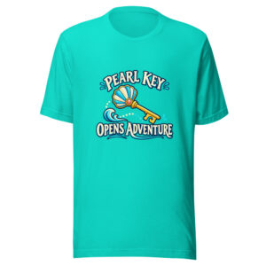 Pearl Key Opens Adventure Shell-key-quest Graphic Tee mockup 1 Pearl Key Opens Adventure Shell-key-quest Graphic Tee front view