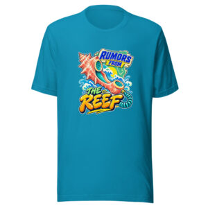 Rumors From The Reef Coastal-humor Graphic Tee mockup 1 Rumors From The Reef Coastal-humor Graphic Tee front view