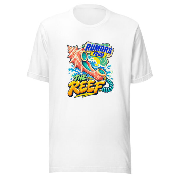 Rumors From The Reef Coastal-humor Graphic Tee mockup 5
