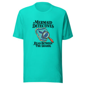 Mermaid Detectives Read Between The Shards Graphic Tee front view