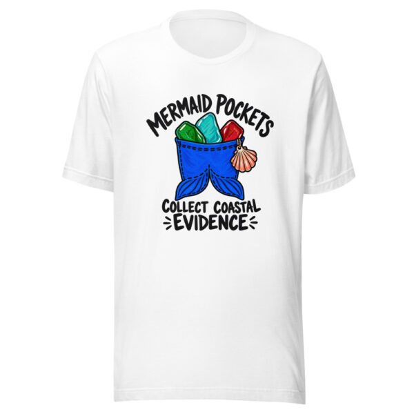 Mermaid Pockets Collect Coastal Evidence Graphic Tee mockup 5
