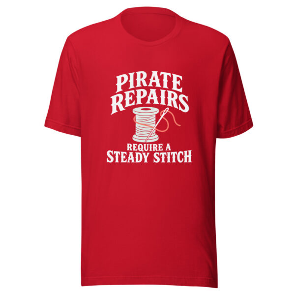 Pirate Repairs Require A Steady Stitch Graphic Tee mockup 1 Pirate Repairs Require A Steady Stitch Graphic Tee front view
