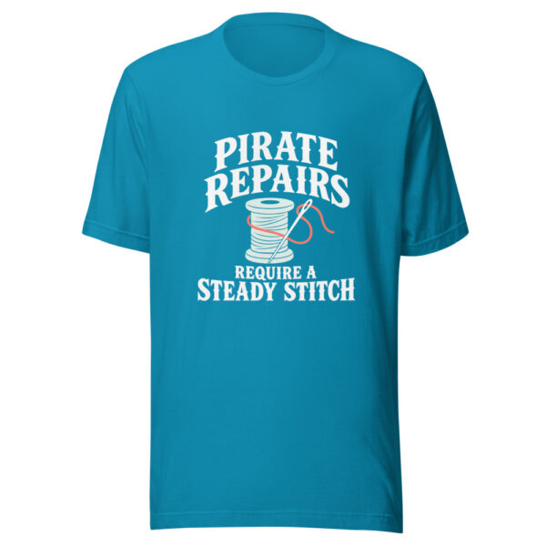 Pirate Repairs Require A Steady Stitch Graphic Tee mockup 2 Pirate Repairs Require A Steady Stitch Graphic Tee mockup 2