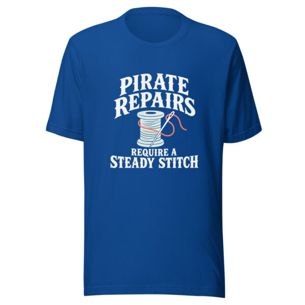 Pirate Repairs Require A Steady Stitch Graphic Tee mockup 4 Pirate Repairs Require A Steady Stitch Graphic Tee mockup 4