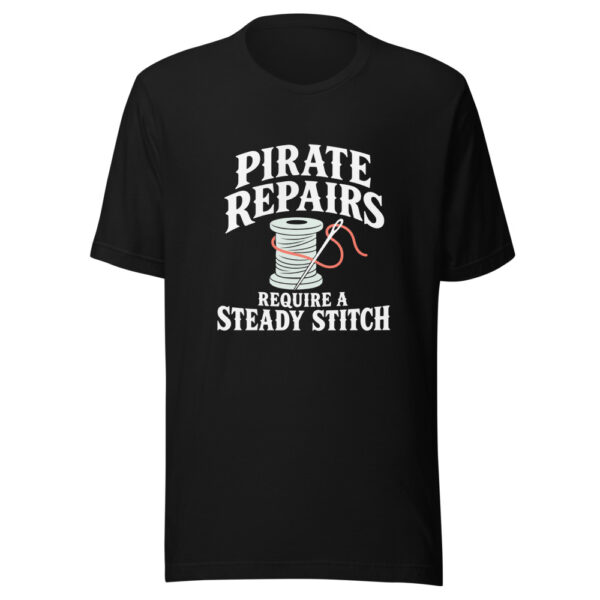 Pirate Repairs Require A Steady Stitch Graphic Tee mockup 5 Pirate Repairs Require A Steady Stitch Graphic Tee mockup 5